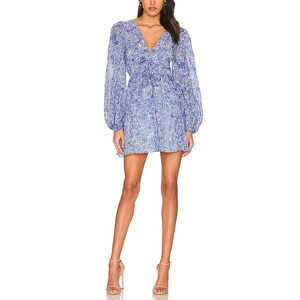 Amanda Uprichard 'Morello' Blue Linen Dress Size L